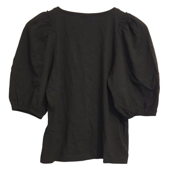 MADEWELL Women's XS Black Puff-Sleeve V-Neck Tee - Picture 3 of 3